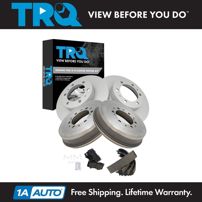 TRQ Front & Rear Brake Pad & Rotor Kit Premium G-Coated Ceramic For 05-21 Tacoma