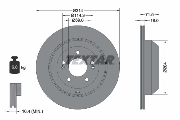TEXTAR Rear Axle DISCS & PADS for KIA SORENTO III 2.4 GDI 4WD 2015-on gallery