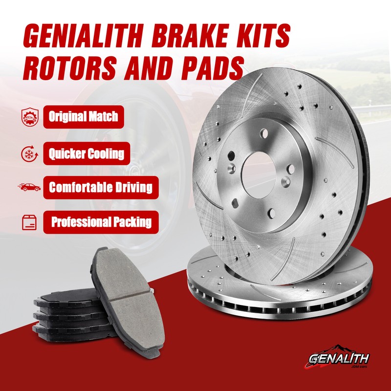 FOR Honda Fit 2007-2014 10.3in Front Slotted Brake Rotors Ceramic Brake Pads gallery