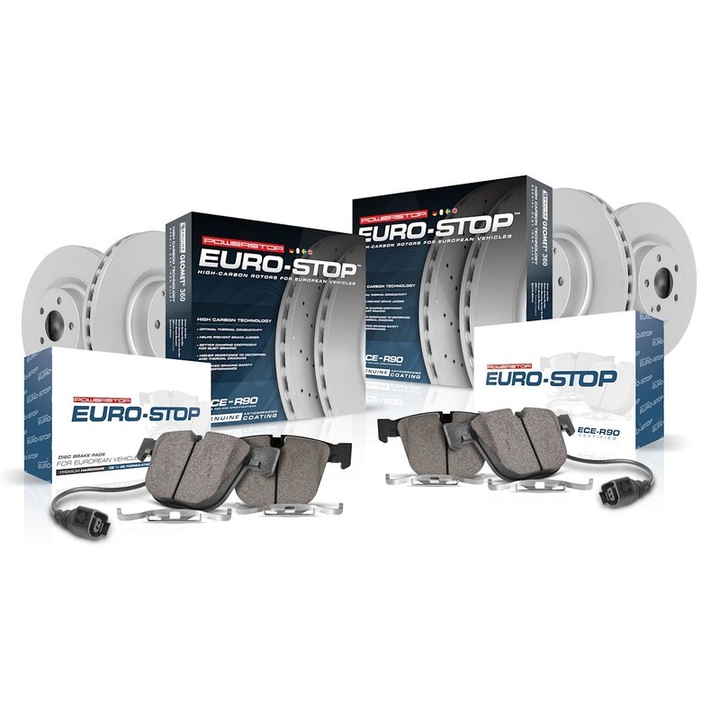 Powerstop Front Rear 4 Wheel Disc Rotors & Pads & Sensor Kit for 2016-18 GLC300