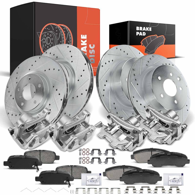 Drilled Brake Rotor&Pad+Brake Caliper for Nissan Maxima 09-14 16-17 Front & Rear
