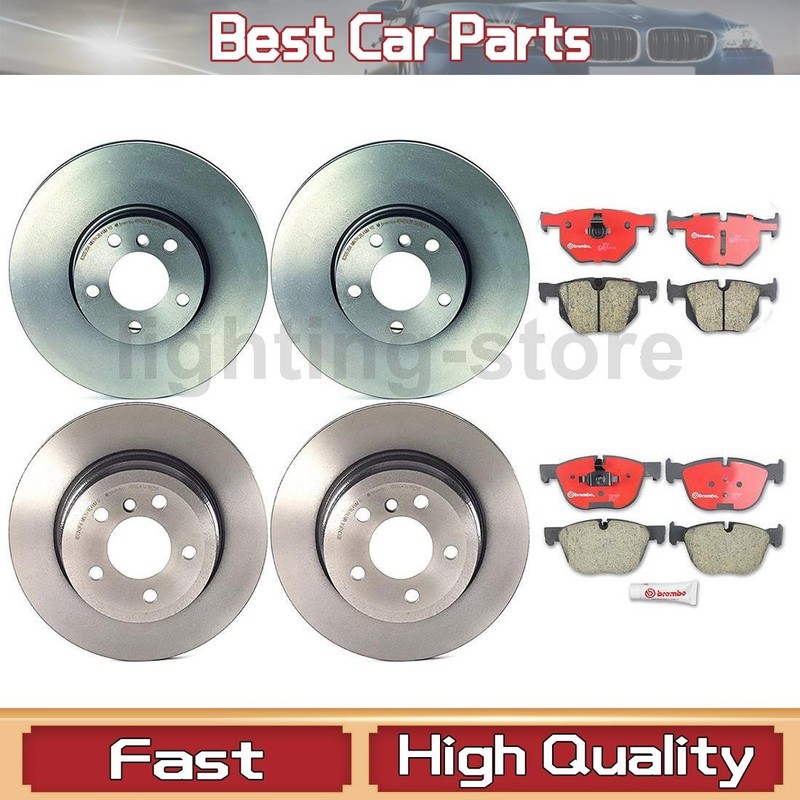 Front Rear Disc Brake Pad Set Disc Brake Rotor 6X Brembo For BMW X5 2007 2013