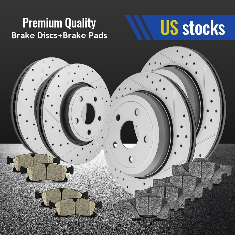 For Jeep Grand Cherokee 2013 – 2021 Front Rear Vented Rotors Ceramic Brake Pads