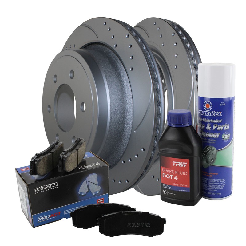 Rear Brake Kit 348mm Drilled Rotors & Akebono ProACT Ceramic Pads For Ford F-150