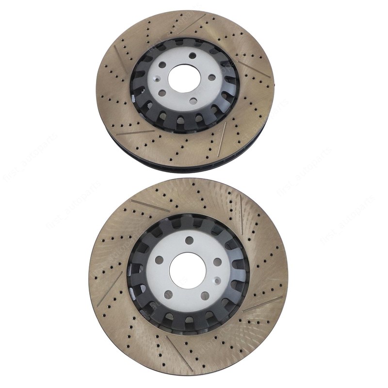 2PCS Front RH+LH 375mm Drilled Brake Disc Rotors For Audi RS5 2.9L 2018-2023 gallery