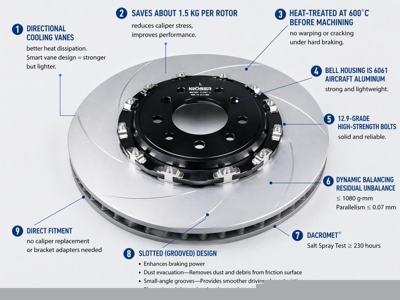 2-Piece Brake Rotor Floating slotted 400mm For BMW M5(2013-2016) M6(2012-2018) gallery