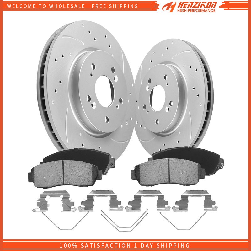 Honda CR-V Crosstour Acura RDX AWD Front Drilled Rotors & Brake Pads Kit