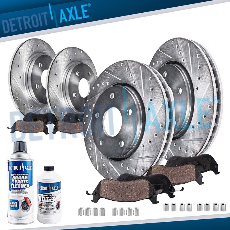 Front Rear Drilled Disc Rotors Brake Pads for 2009-2012 Dodge Nitro Jeep Liberty