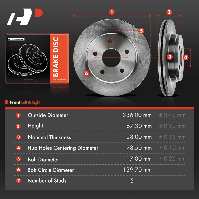 A-Premium Front Disc Brake Rotors for Dodge Ram 1500 Durango Ram Chrysler Aspen gallery