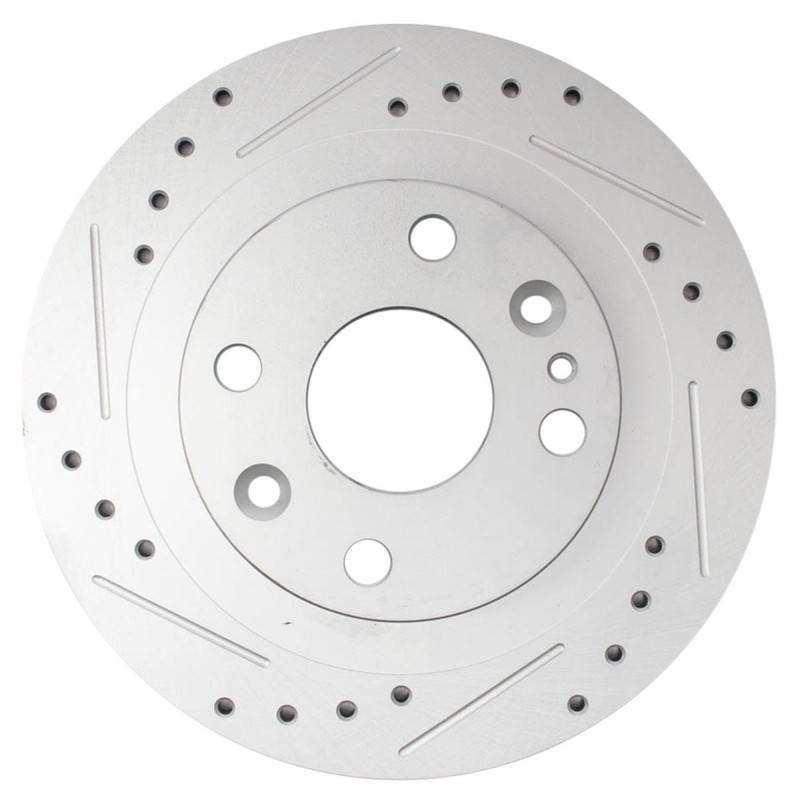TRQ Rear Performance Drilled Slotted G-Coated Rotor Pair for Mazda Ford gallery