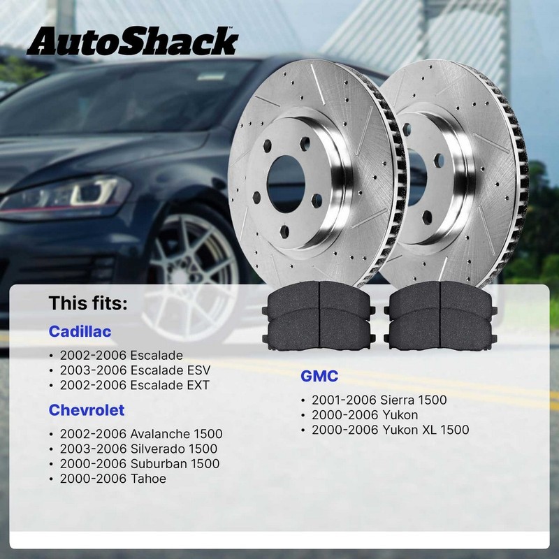 Front and Rear Drilled Brake Rotors & Pads for GMC Yukon XL 1500 Chevy Tahoe V8 gallery