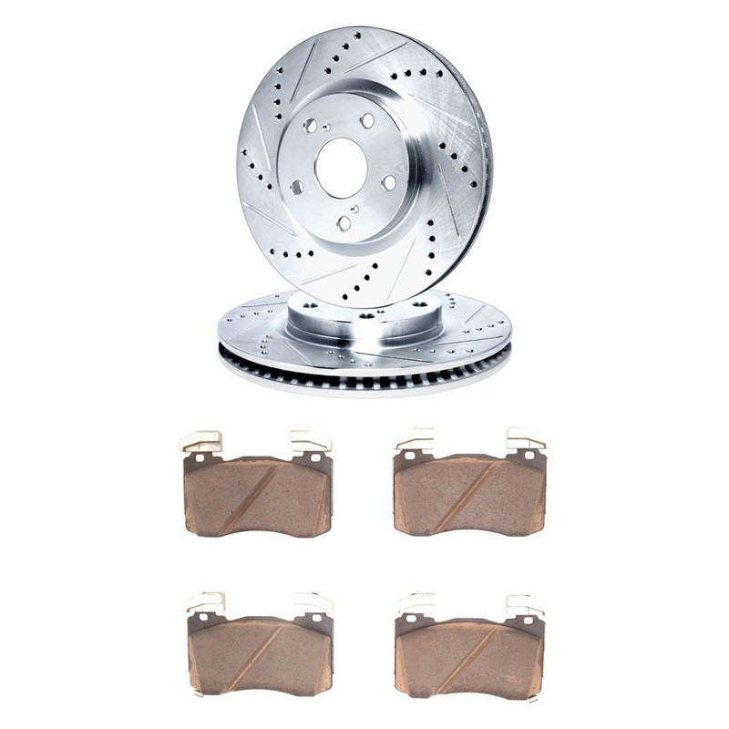 For Kia Stinger 18-22 R1 Concepts 2-Pc Drilled & Slotted Disc Brake Rotor Kit
