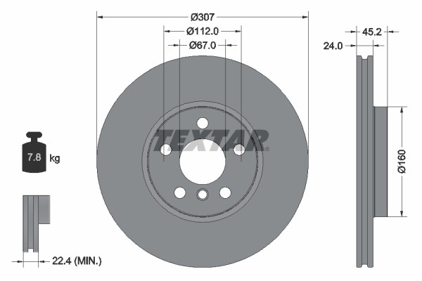 Textar 92283605 Brake Disc for BMW, BMW (Brilliance), Mini