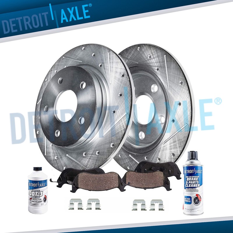 For 2012-2015 Hyundai Veloster REAR DRILLED Slotted Rotor and Ceramic Brake Pad