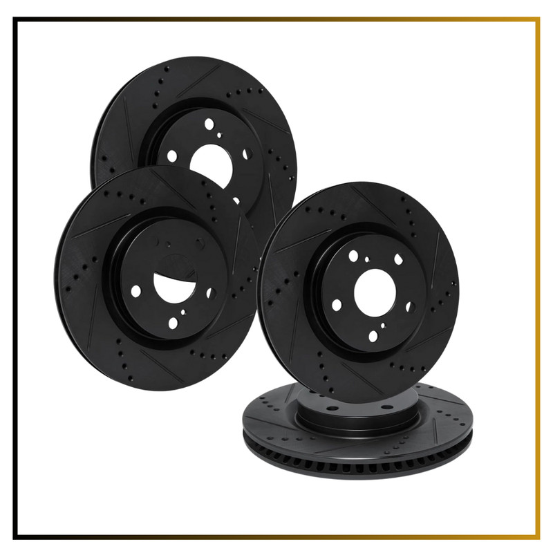 Rear & Front Drilled Slotted Brake Rotor Kit Fits 2003-2004 Subaru Impreza