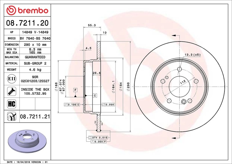 2x Brake Discs Pair Solid fits MERCEDES C280 S203, W203 3.0 Rear 05 to 07 290mm gallery