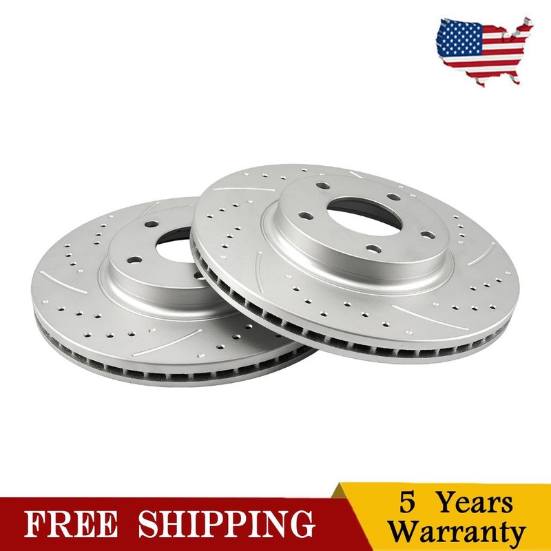 2x Front Vented Drilled Slotted Brake Rotors Fits 2002 2003 Nissan Maxima 31306