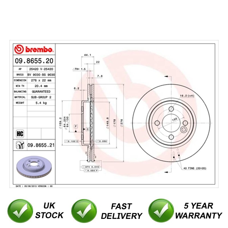Brake Discs Front SJR Fits Mini Cooper One 1.6 One D 34116774984