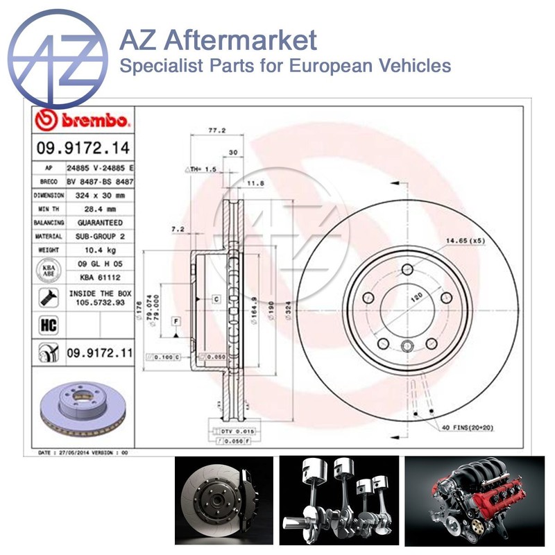 Fits BMW 5 Series 2001-2010 6 Series 2004-2010 AZ Front Brake Discs