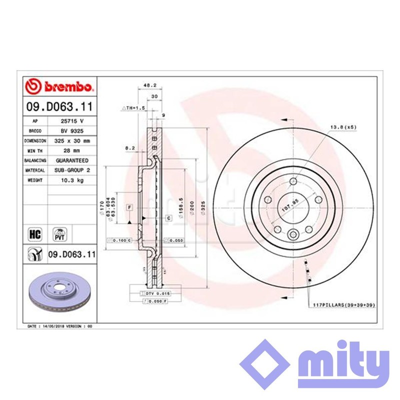 Fits Jaguar XE 2015- XF 2015- 2.0 D 3.0 Brake Disc Front Mity #1 T4N1801 gallery