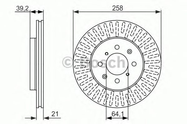 Bosch Brake Disc Front Diameter 257.7mm 64.2mm Vented 21mm 0986479594