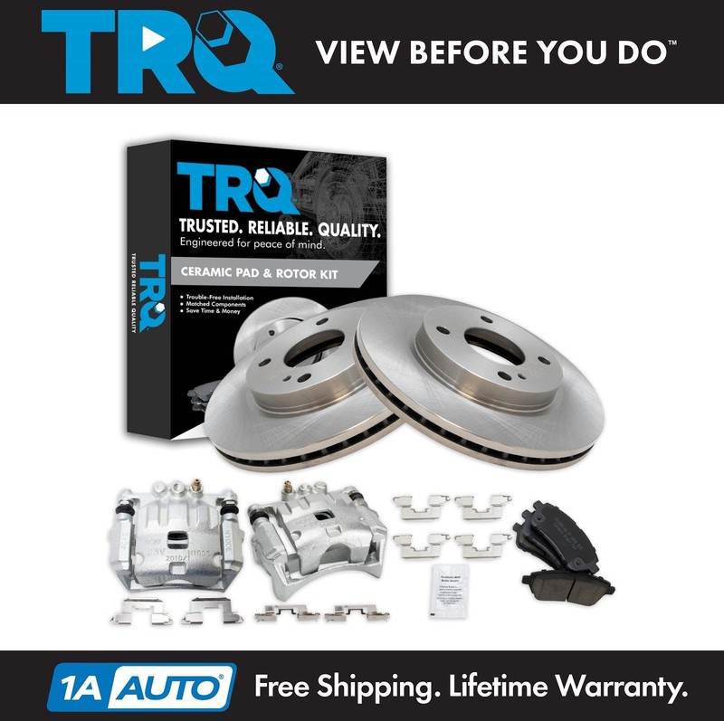 TRQ Front Brake Calipers Ceramic Pads & Rotors Fits 2011-2018 Ford Fiesta