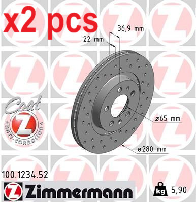 X2 PCS L&R SIDES FRONT BRAKE DISC 100.1234.52