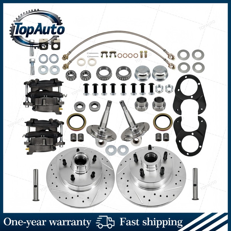 New For Ford 1937-48 Spindle, 11 Inch Disc Brake Kit, 5 on 4-3/4, Metric Caliper