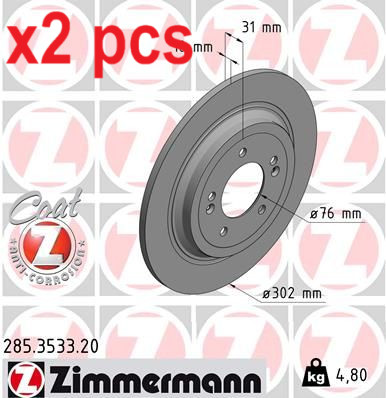 X2 PCS L&R SIDES REAR BRAKE DISC 285.3533.20
