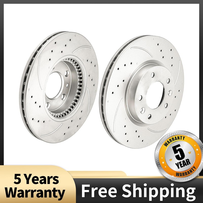Front Drilled Slotted Brake Rotors Fits Ford Fusion Lincoln MKZ Mazda 6 Pair