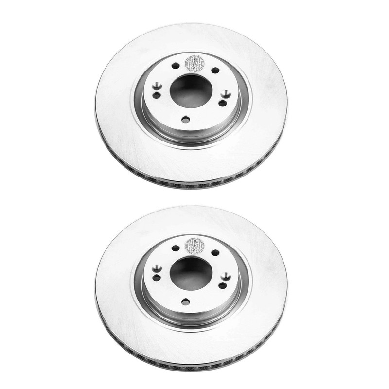 Front Set of 2 Geomet Coated Disc Brake Rotors PowerStop JBR1554EVC