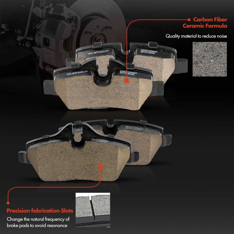 Drilled Brake Rotor & Brake Pads for Mini Cooper F56/ F57 2015-2016 Front & Rear gallery