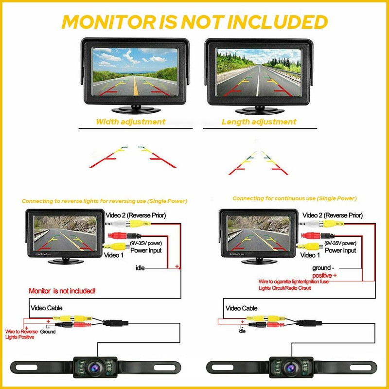 1xSet 170° Car Rear View Backup Camera W/ 7LED Reverse Parking IP68 Night Vision gallery