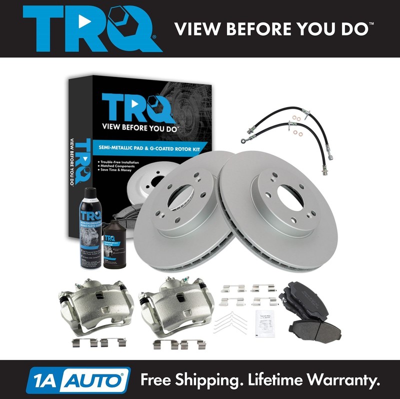 TRQ Brake Pad & Rotor Kit Semi-Metallic Premium G-Coated Fits 13-16 Accord