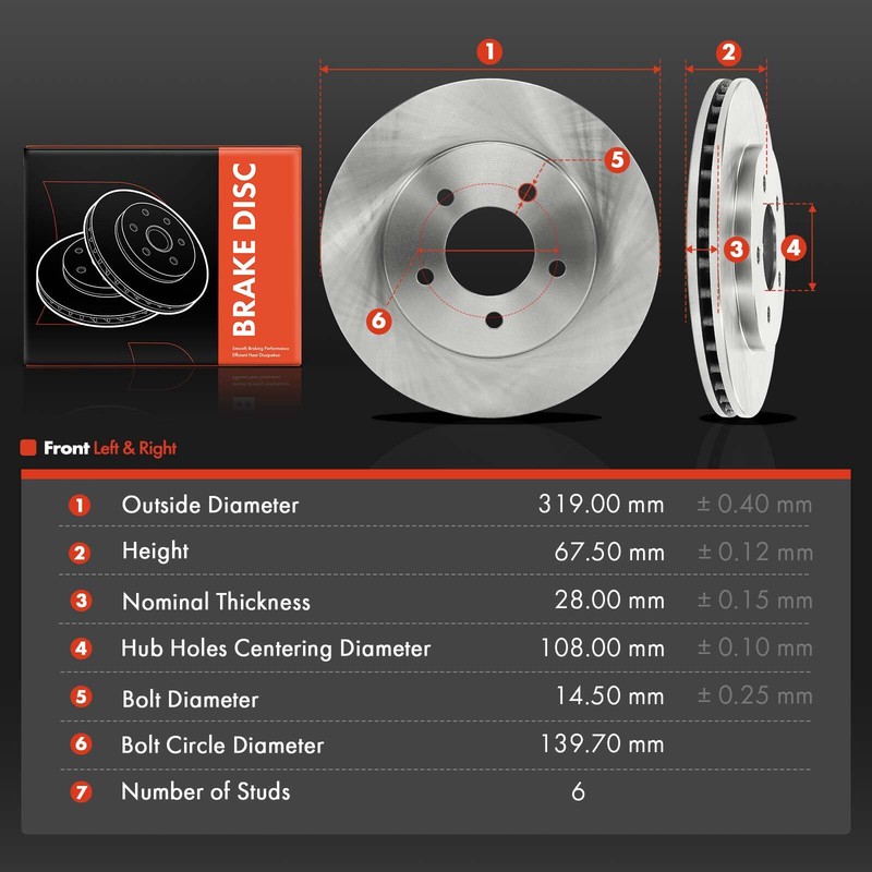 2pcs Front Disc Brake Rotors for Chrysler Plymouth Grand Voyager Grand Caravan gallery