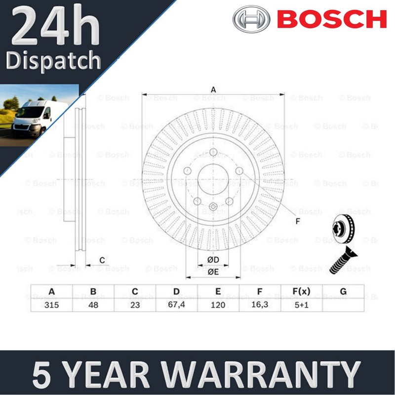 Fits Vauxhall Insignia 2008-2017 + Other Models Bosch Rear Brake Disc #2