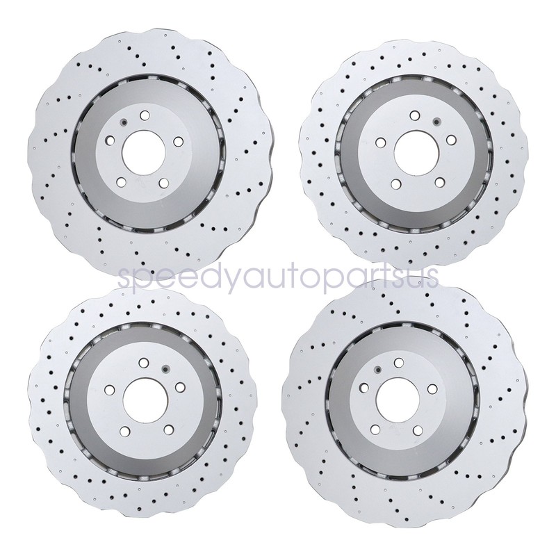 Front & Rear Vented Drilled Dimpled Disc Brake Rotors For RS7 2014 2015 2016 gallery
