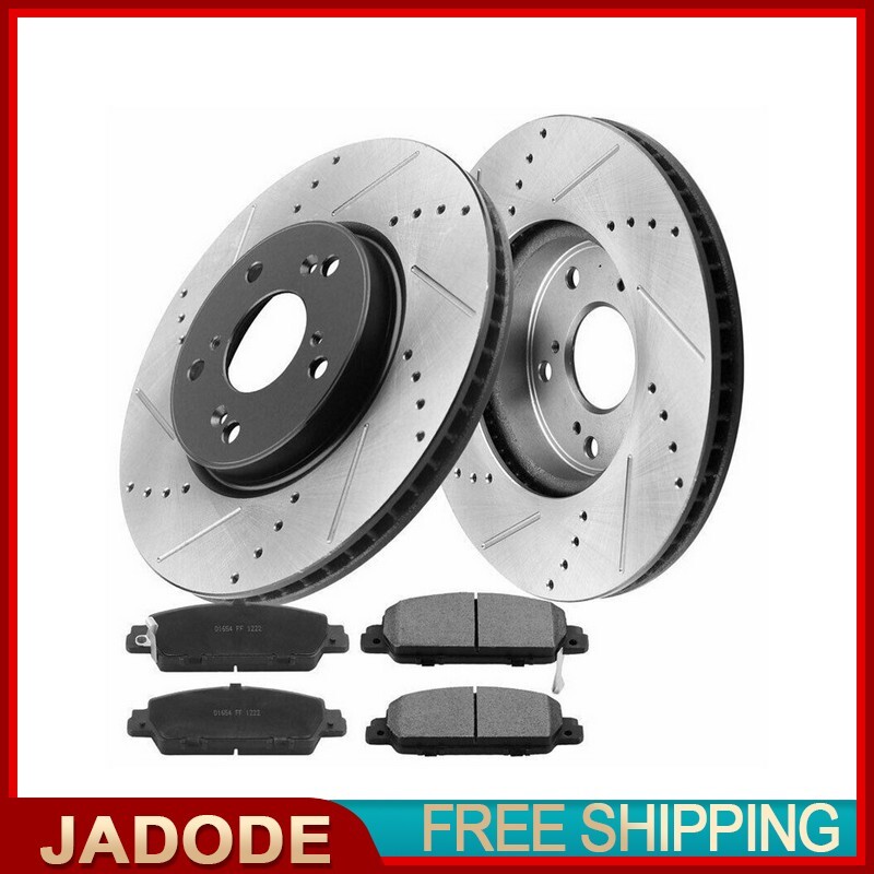 Front E-Coating Black Brake Rotors Ceramic Brake Pads For 2013-20 Honda Accord