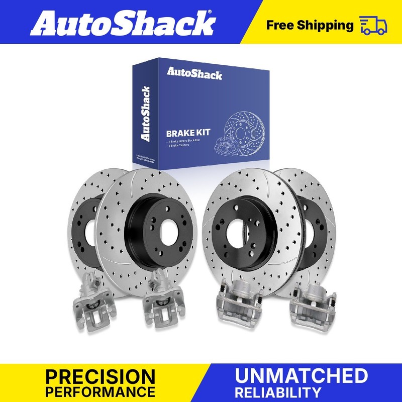 Front Rear Drilled Slotted Brake Rotors Calipers for Honda, Civic 2015
