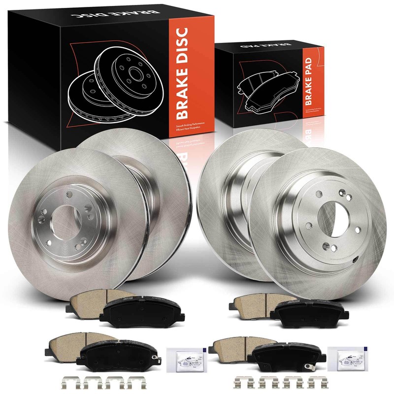 Disc Brake Rotors & Ceramic Pads for Hyundai Genesis 2010-2011 3.8L Front & Rear