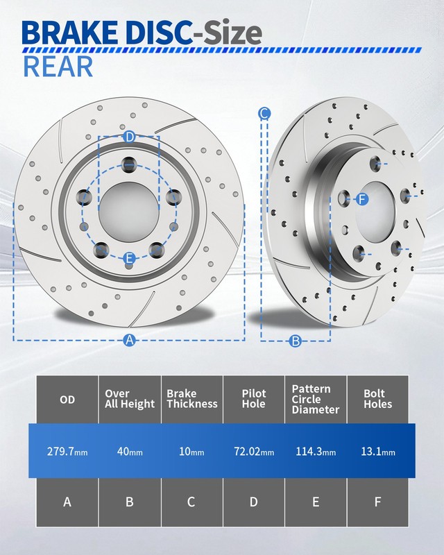 299mm Front and 280mm Rear Brake Rotors Pads Kit Fit for Mercury MILAN 2006-2011 gallery