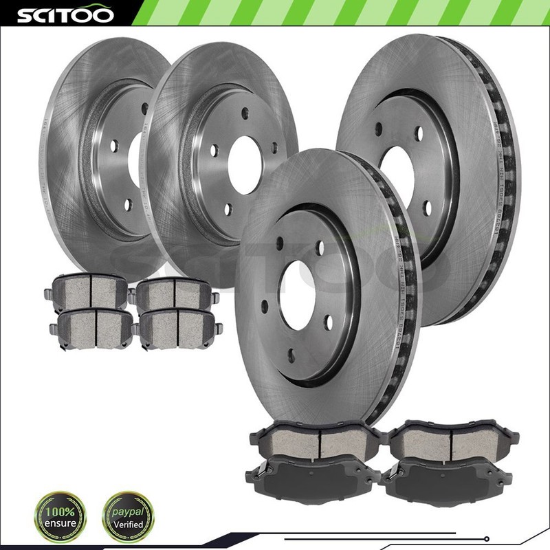 Front & Rear Brake Rotors Ceramic Pads For Dodge Grand Caravan 3.3L Drill & Slot