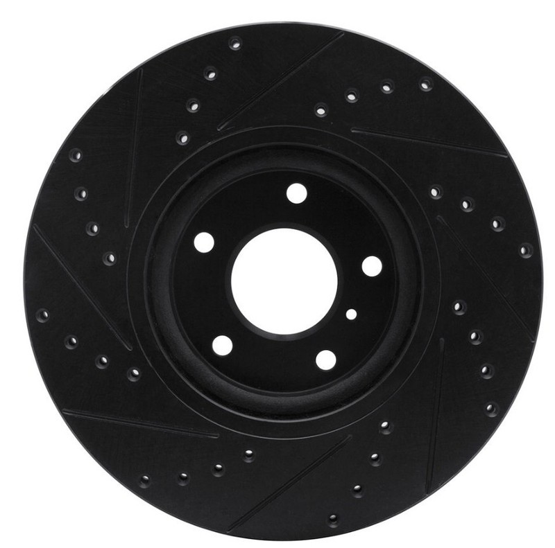 Dynamic Friction 633-67052R - Drilled and Slotted Black Zinc Brake Rotor, 320 mm gallery