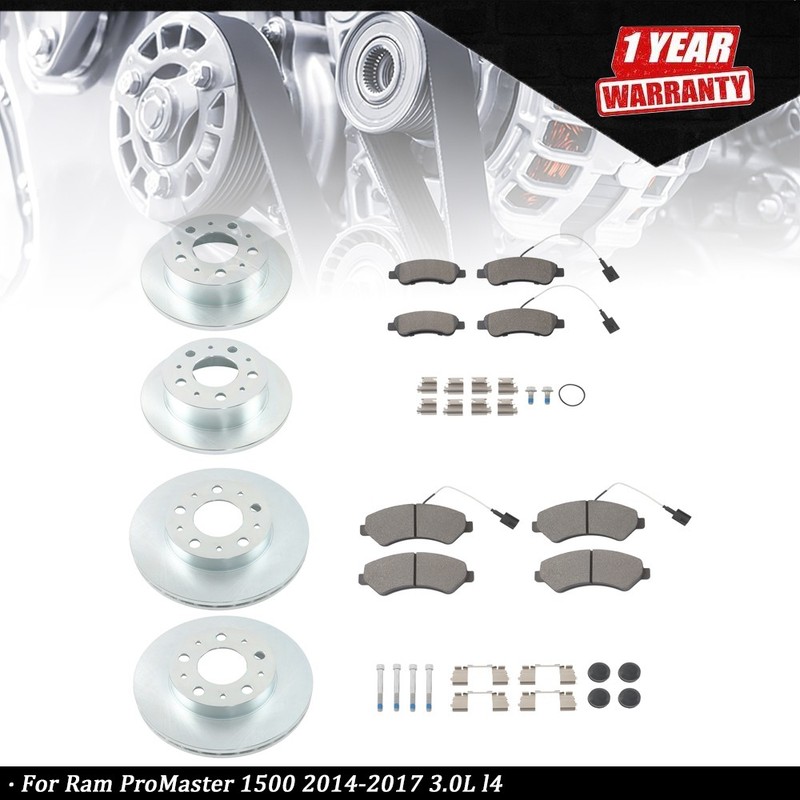 Front & Rear Disc Brake Rotors & Ceramic Brake Pads For Ram ProMaster 2500 14-18
