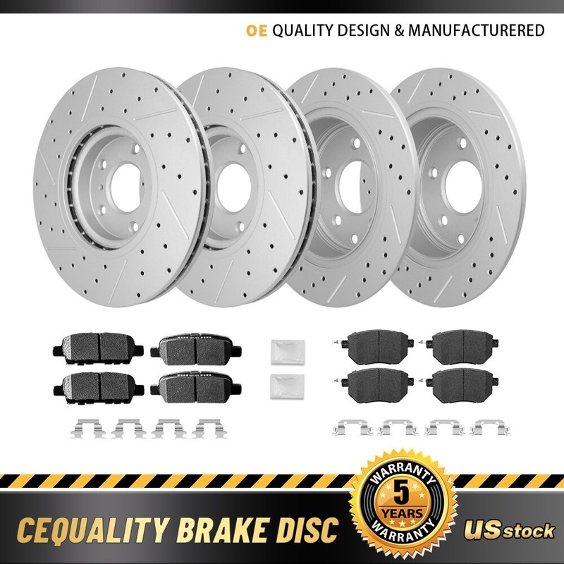 Front & Rear Drilled Rotors + Ceramic Brake Pads for 2004 – 2008 Nissan Maxima