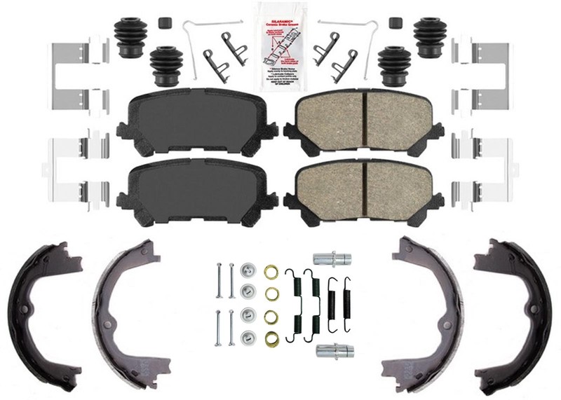 Rear Coated Disc Brake Rotors & Pads Parking Shoe for Honda Pilot 2016 2020 2022 gallery