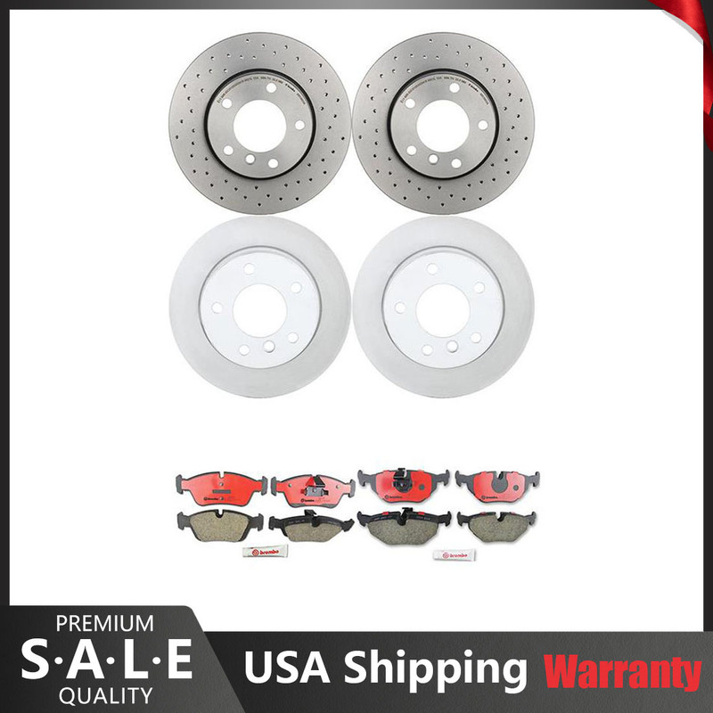 Front Drilled Rear Brake Disc Rotors Ceramic Pads Brembo Kit For BMW E85 Z4 2.5i