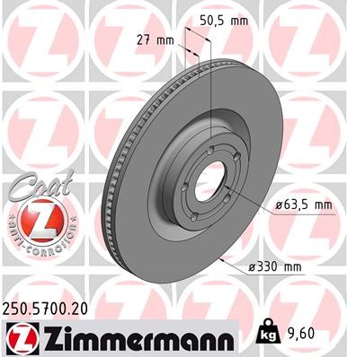 Zimmermann 250.5700.20 Brake Disc for Ford