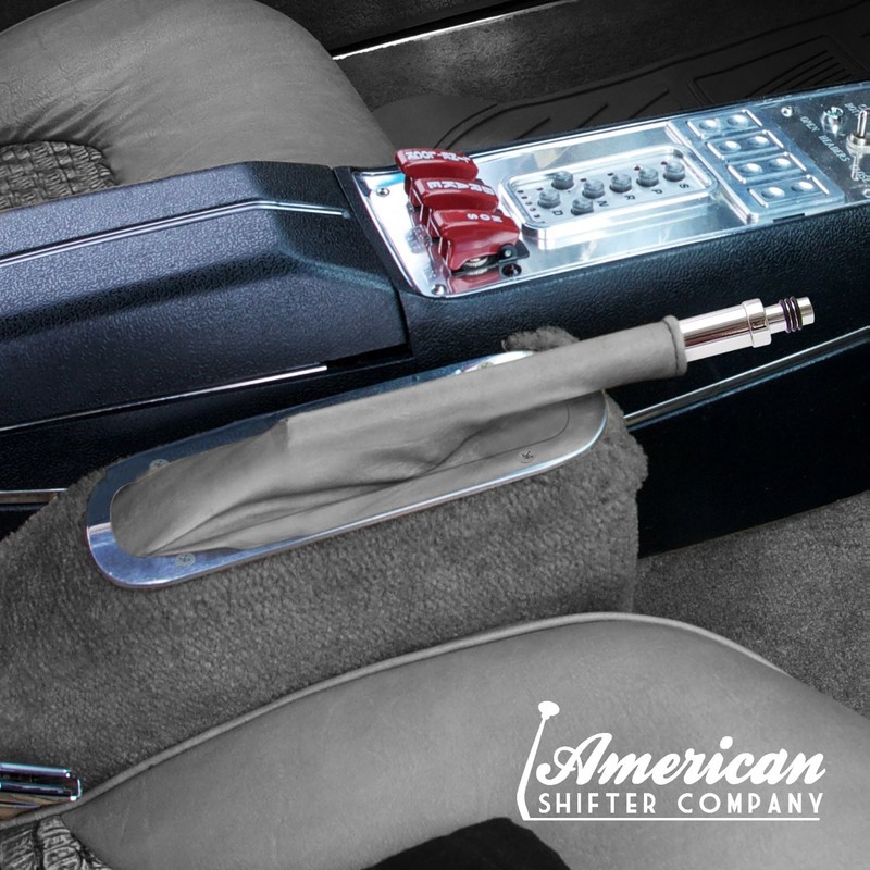 Grey Horizontal Shift or Emergency Brake Boot with Silver Oval Beauty Trim Ring gallery