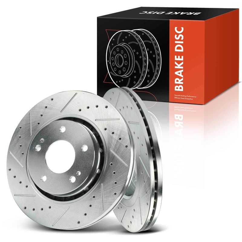 2x Front Drilled Brake Rotors for Mitsubishi Lancer 09-15 Outlander PHEV 20-22